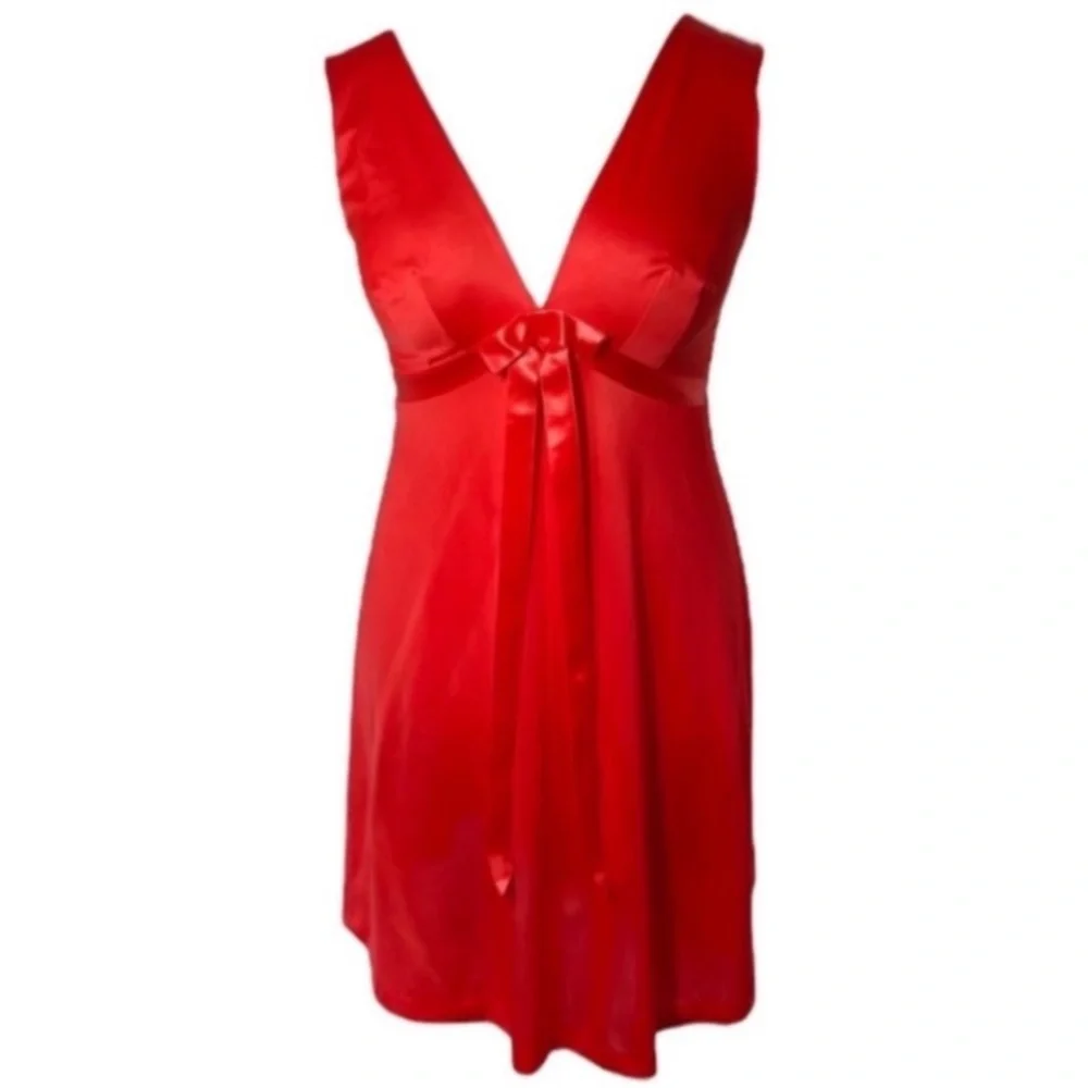 Gaymode 60s Mini Slip Dress Gown Orange Red Antron3 Christmas Party Ball Vintage - Picture 2 of 16